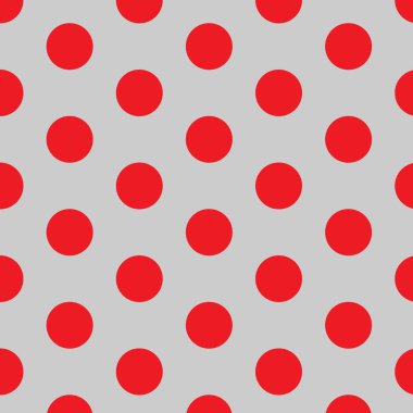 Seamless pattern vector with polka dot. Red spot on grey background. Abstract geometric art texture design. For print, wrapping paper, scrapbooking, cover, textile, wallpaper and interior decoration.