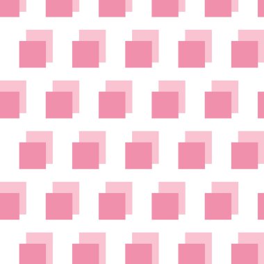 Seamless pattern vector with squares. Pink rectangles on white background. Cute simple abstract geometric art. For wrapping paper, cover, baby stuff, textile, wallpaper and interior decoration.