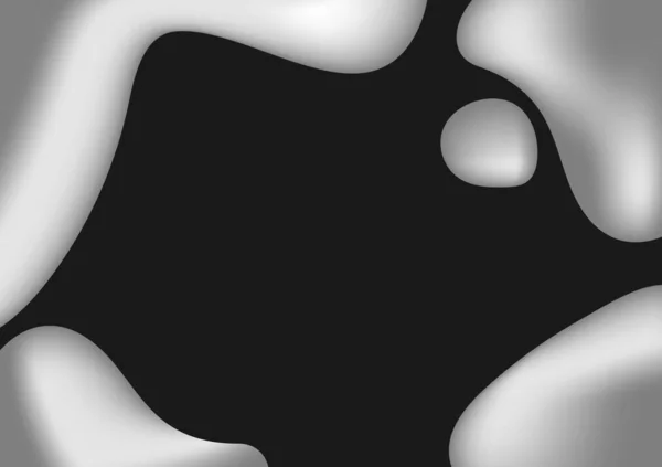 3D çok renkli sıvı soyut arka plan vektörü. Sıvı akış grafiği ve siyah beyaz gradyanı. Modern organik geometrik desen, neon kabarcık şekli, kapak ve arkaplan için resim çizimi.