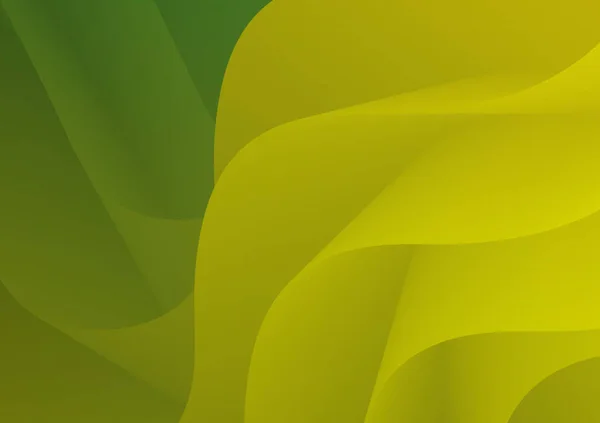 3D renkli sıvı soyut arka plan vektörü. Yeşil ve sarı grafikli sıvı akışı grafiği. Modern dinamik geometrik desen, neon dalga eğrisi şekli, kapak ve arkaplan için resim çizimi.