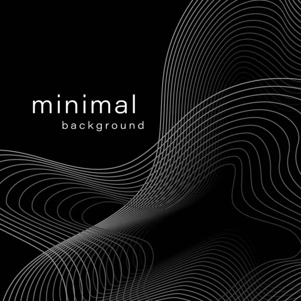 Beyaz dalgalı çizgi siyah arkaplan soyut vektörü. Hafif sıvı şekilli minimal grafik tasarım. Modern teknoloji fütüristik neon renk eğrisi deseni, kapak ve arkaplan için dinamik sanat çizimi. 