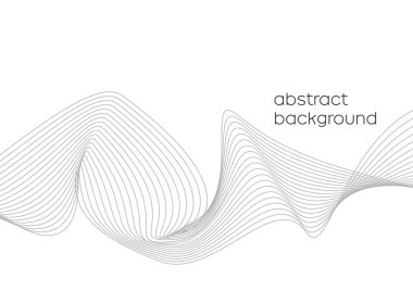 Beyaz arkaplan vektöründeki gri dalga çizgisi. Üç boyutlu sanat dinamik dalgalı şekil eğrisi, hafif yumuşak yumuşak desen akışı. Pankart, kapak için modern grafik arkaplan çizimi.