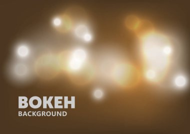 Parlak bokeh ışıkları soyut arkaplan vektörünü bulanıklaştırır. Parlak altın ve beyaz renkli Noel ampulü sanatı. Yumuşak, canlı, odaklanmış doku arka planı, renkli daire lamba festivali illüstrasyonu.