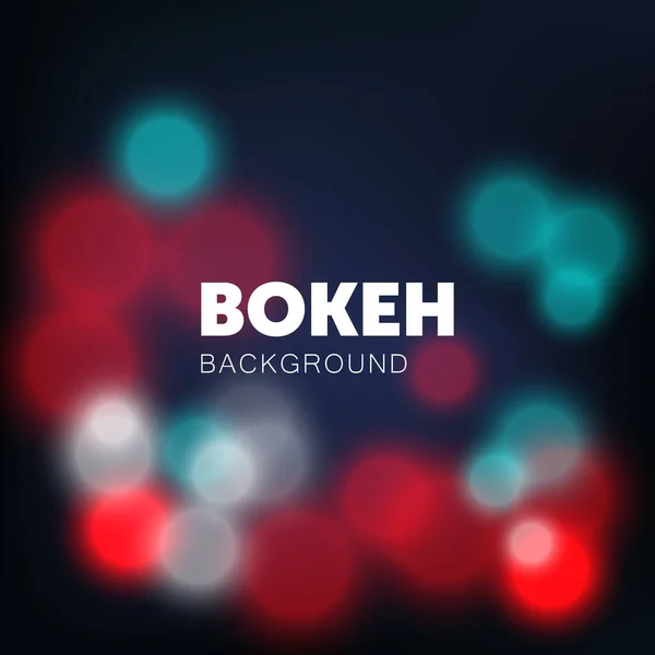 Parlak bokeh ışıkları soyut arkaplan vektörünü bulanıklaştırır. Parlak kırmızı, beyaz ve mavi renkli Noel lambası sanatı. Yumuşak, canlı, odaklanmış doku arka planı, renkli daire lamba festivali illüstrasyonu.