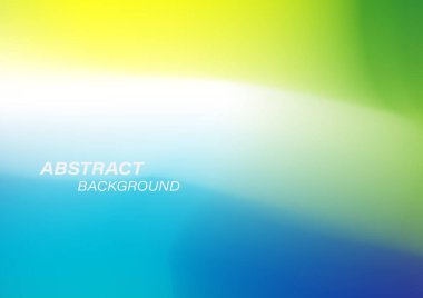 Renk gradyan sanatı soyut arkaplan vektörü. Parlak sarı, beyaz, yeşil ve mavi aura şekilli. Modern canlı karışım pürüzsüz doku arkaplanı. Taze renkli grafik illüstrasyonu.