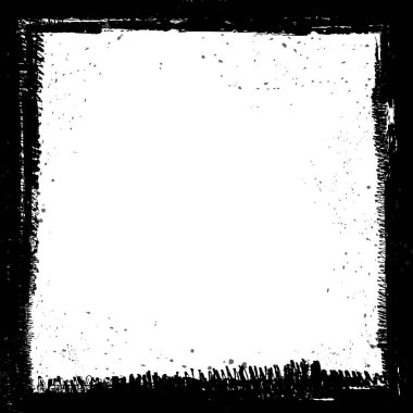 Siyah ve beyaz grunge soyut arka plan vektörü. Mürekkep fırçası sıçraması, monokrom renk sanat çerçevesi. Kaba kirli doku deseni, kare şeklinde afiş. Modern arkaplan grafik illüstrasyonu.