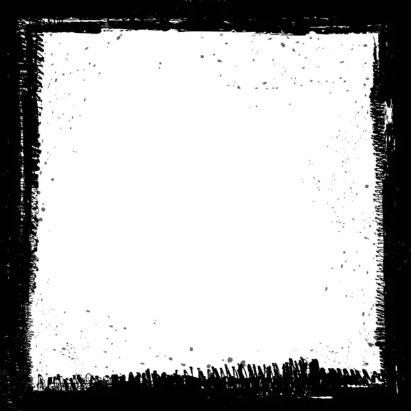 Siyah ve beyaz grunge soyut arka plan vektörü. Mürekkep fırçası sıçraması, monokrom renk sanat çerçevesi. Kaba kirli doku deseni, kare şeklinde afiş. Modern arkaplan grafik illüstrasyonu.