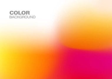 Renkli gradyan bulanık arkaplan vektörü. Açık sarı, parlak turuncu, taze pembe, beyaz, aura şekilli sanat. Yumuşak pürüzsüz canlı renk dokusu, grafiksel arkaplan resimlemesi.