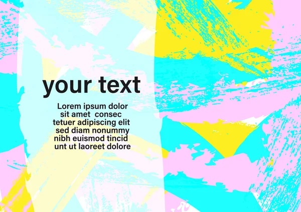 Fırça darbesi dokusu soyut arka plan vektörü. Renkli mürekkep deseni, kaba şekilli el çizimi. Poster, afiş, sahne arkası için canlı boya. Parlak gökkuşağı yaz rengi grunge illüstrasyonu.