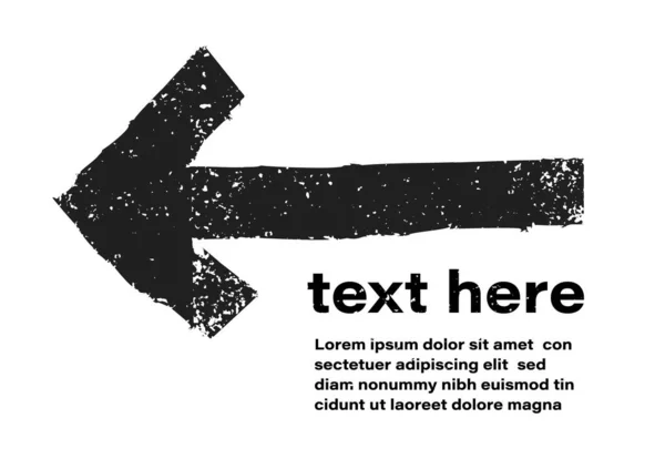 Grunge deseni siyah ok ikonu arkaplan vektörü. Hedef, hedef, gelecek, yön, enerji, sonraki konsept. Kirli toprak yüzey desenli soyut bir sembol. İmdat işareti sanat şablonu çizimi.