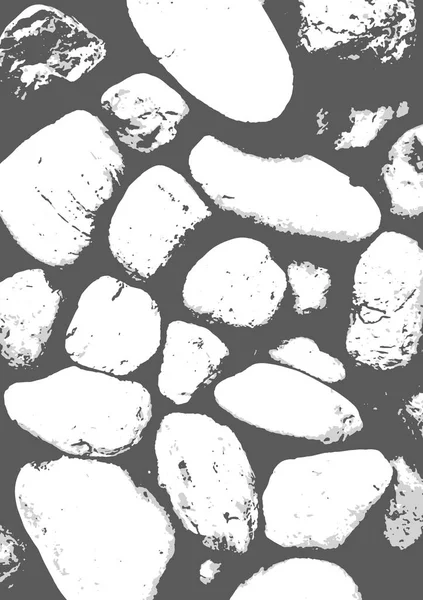 Rock grunge art texture pattern background vector. Black and white color stone sidewalk or wall. Old dirty rough boulder, monochrome nature ground backdrop. Dark tile material graphic illustration.