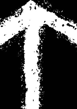 Beyaz grunge desen ok ikonu arkaplan vektörü. Nişan al, hedef al, fütüristik, yön, yol, odaklanma, sonraki konsept. Soyut sembol, kirli kaba yüzey deseni. Üzüntü sanatı tablosu çizimi.