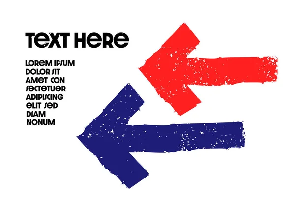 Renkli grunge ok simgesi arkaplan vektörü. Hedef, hedef, gelecek, yön, enerji, sonraki konsept. Soyut sembol, kirli toprak yüzey deseni. Tehlike dokusu sanat işareti şablonu çizimi.