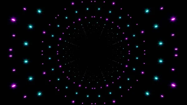 Mor ve Cyan Renkli Neon Parıldayan Çember Işık Parçacıkları