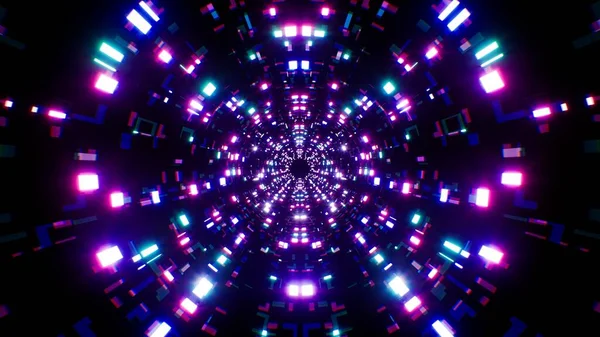 Neon Square Mönster Tiled Texture Tunnel Bakgrund — Stockfoto