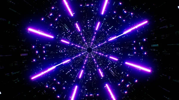 Сяючий Фіолетовий Промінь Світла Технічному Тлі Візерунка — стокове фото