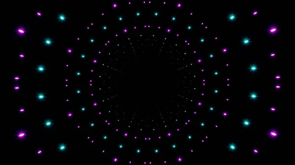 Paarse Cyaan Kleur Neon Glinsterende Cirkel Lichte Deeltjes Stockfoto