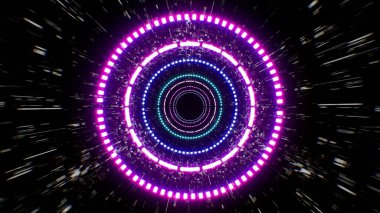 Neon Renk Çemberi Işık Delikleri Bilim Kurgu Arkaplanına Taşı