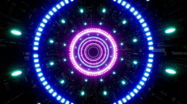 Bilim Kurgu Desenli Tünel Arkaplanda Neon Renk Işığı