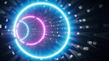 Ekstra Metal Tünel 3B Renklendirmedeki Neon Çember Işığı