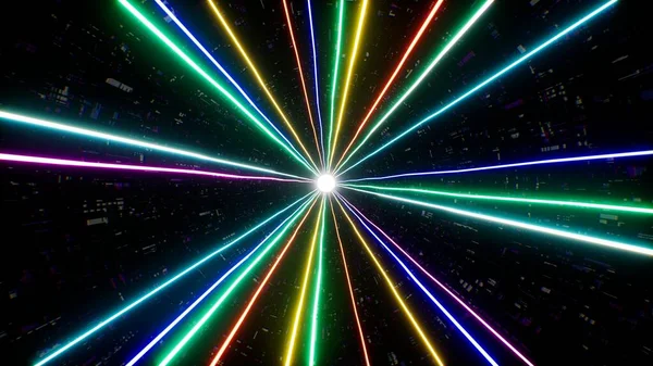 Rayos Luz Colores Estallan Fondo Del Concepto Tecnología Ciencia Ficción — Foto de Stock