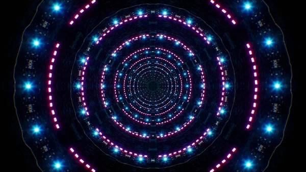 Gebogen Lamp Blauw Licht Getextureerde Tunnel Achtergrond — Stockfoto