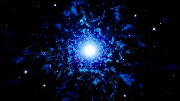 Nebulosa Azul Brilhante Onda Energia Espacial — Fotografia de Stock