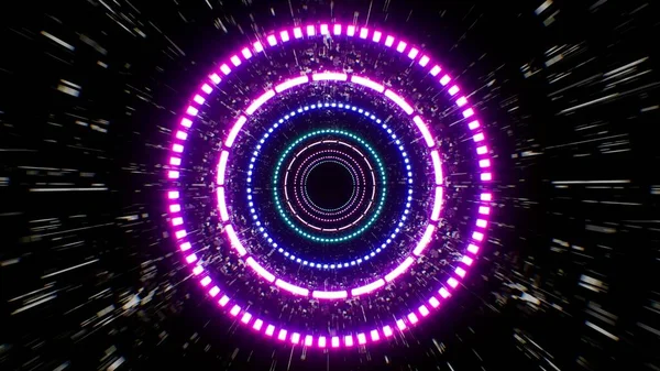 Neon Renk Çemberi Işık Delikleri Bilim Kurgu Arkaplanına Taşı