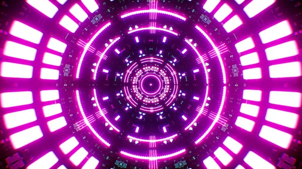 Eingang Zum Cyberpunk Neonlichttunnel — Stockfoto