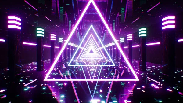 Gelecekçi Neon Siber Uzayı Arkaplan 3B Hazırlama