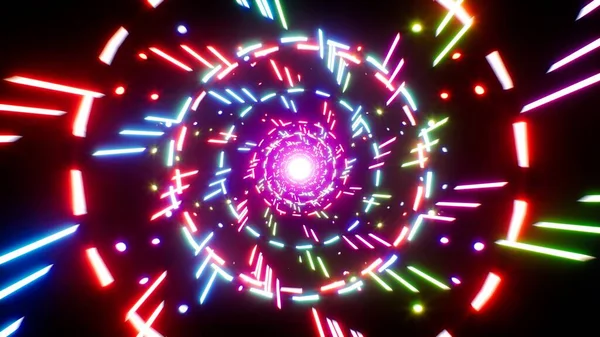 Kleurrijke Lichtstraal Spiraalvormige Spatten — Stockfoto