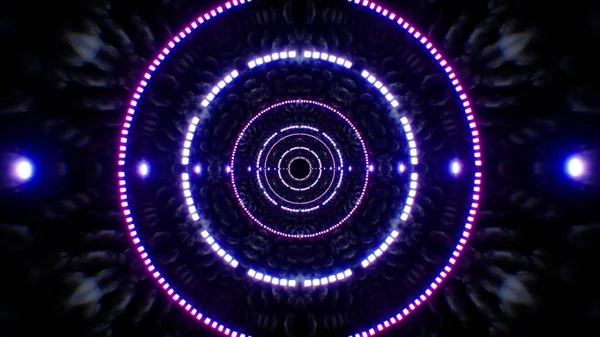 Neon Cirkel Lichten Wolk Tunnel — Stockfoto