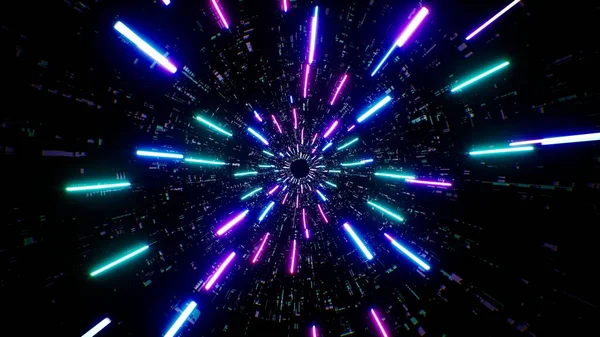 Sci Neon Kleur Lichtstraal Achtergrond Stockfoto