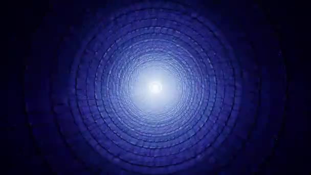 Túnel Brilhante Telhado Metal Luz Azul Círculo — Vídeo de Stock