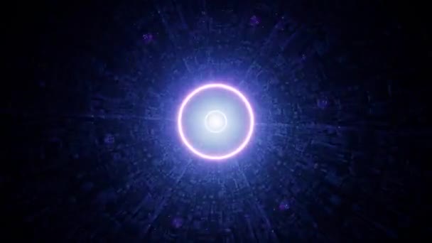 Glowing Neon Circle Light Sci Tunnel — Stock Video