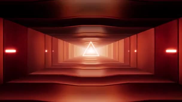 Glow Red Orange Triangle Light Sci Passage Loops — Stock Video