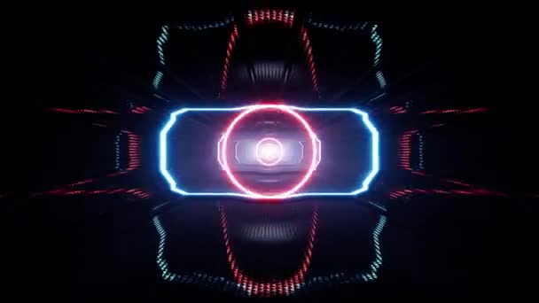 Roter Kreis Licht Sci Weltraumtunnel — Stockvideo