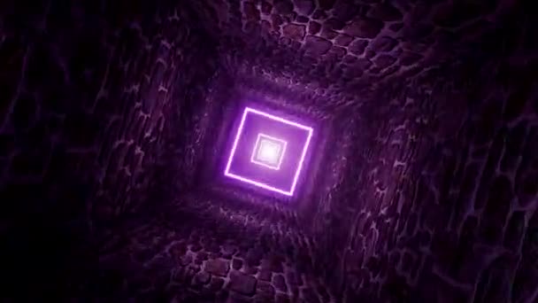Neonové Čtvercové Světlé Oblázkové Tunely — Stock video