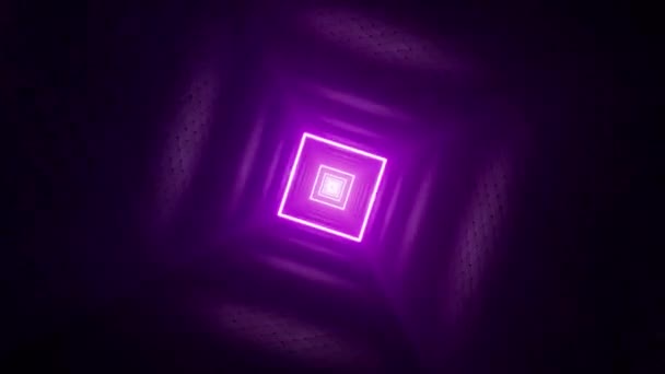 Неоновый Квадратный Свет Фиолетовой Комнате — стоковое видео