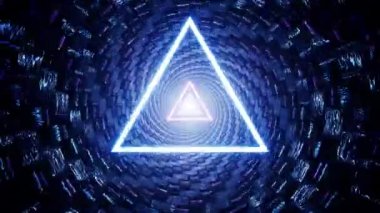 Parlayan Neon Üçgen Şekli Hafif Spiral Tünel VJ Döngüsü