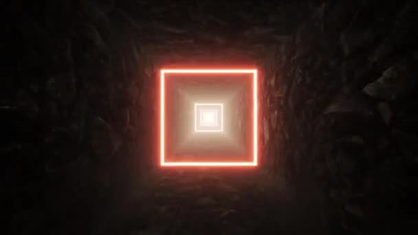 Glow Square Light Stone Cave — Stockvideo