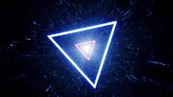 Поворот Неонового Треугольника Света — стоковое видео