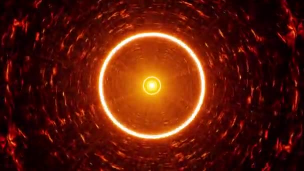 Orange Circle Light Flare Tunnel Loop — Stockvideo