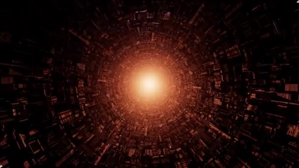 Túnel Sci Escuro Iluminado Com Luz Laranja — Vídeo de Stock
