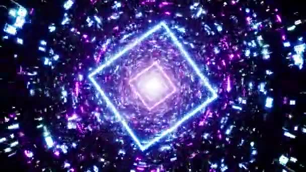 Illuminazione Della Luce Quadrata Neon Sullo Sfondo Della Fantascienza — Video Stock