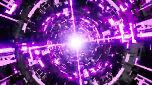 Świecący Fioletowy Wzór Technologii Światła Tunelu — Wideo stockowe