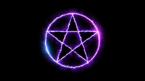 Świecące Neonowe Światło Gwiazdy Magiczne Koło Pętli — Wideo stockowe
