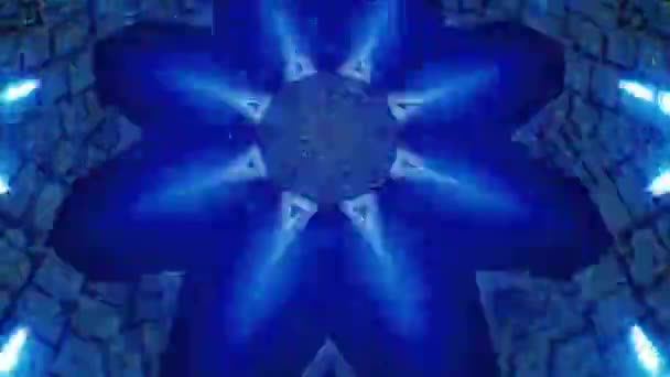 Rychlý Přesun Nekonečného Neonového Světla Kaleidoskop Kamenné Dlaždice Pozadí — Stock video