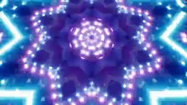 Блискучий Неоновий Світловий Калейдоскоп Поширення Ефекту Фон — стокове відео