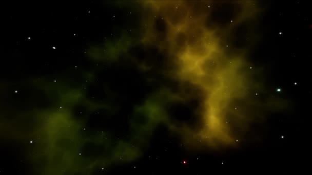 Voando Para Espaço Galáxia Nebulosa Amarela — Vídeo de Stock